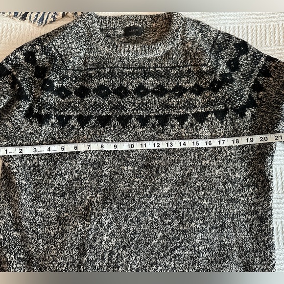 J. Crew Fair Isle Wool Blend Sweater Size Large Grey and Cream - Picture 4 of 7